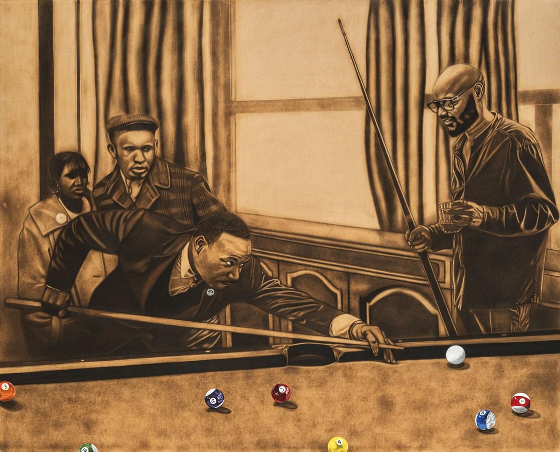 Distance relative\n 48x 60 inches, pyrography 2023