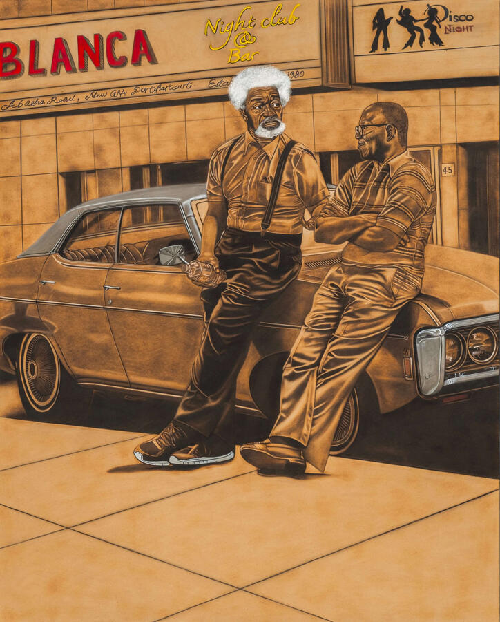 Meeting On Common Ground\n48x60 inches, Pyrography, 2023.