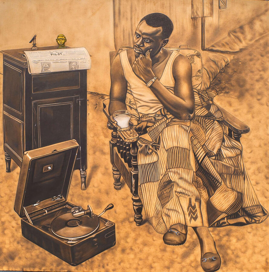 Uncle David 1970, 48x 48 inches, pyrography 2024