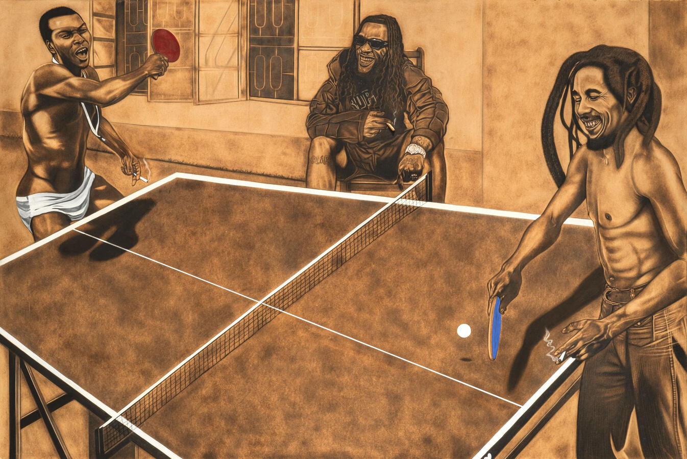 From Generation to Generation,\n 48x 72 inches, pyrography, 2023