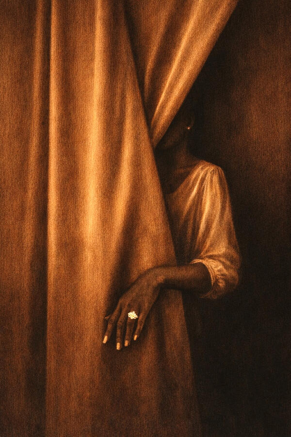 A Vow Held in Shadow Drawn with fire, razor blades on wood 76cm × 102 cm 2026